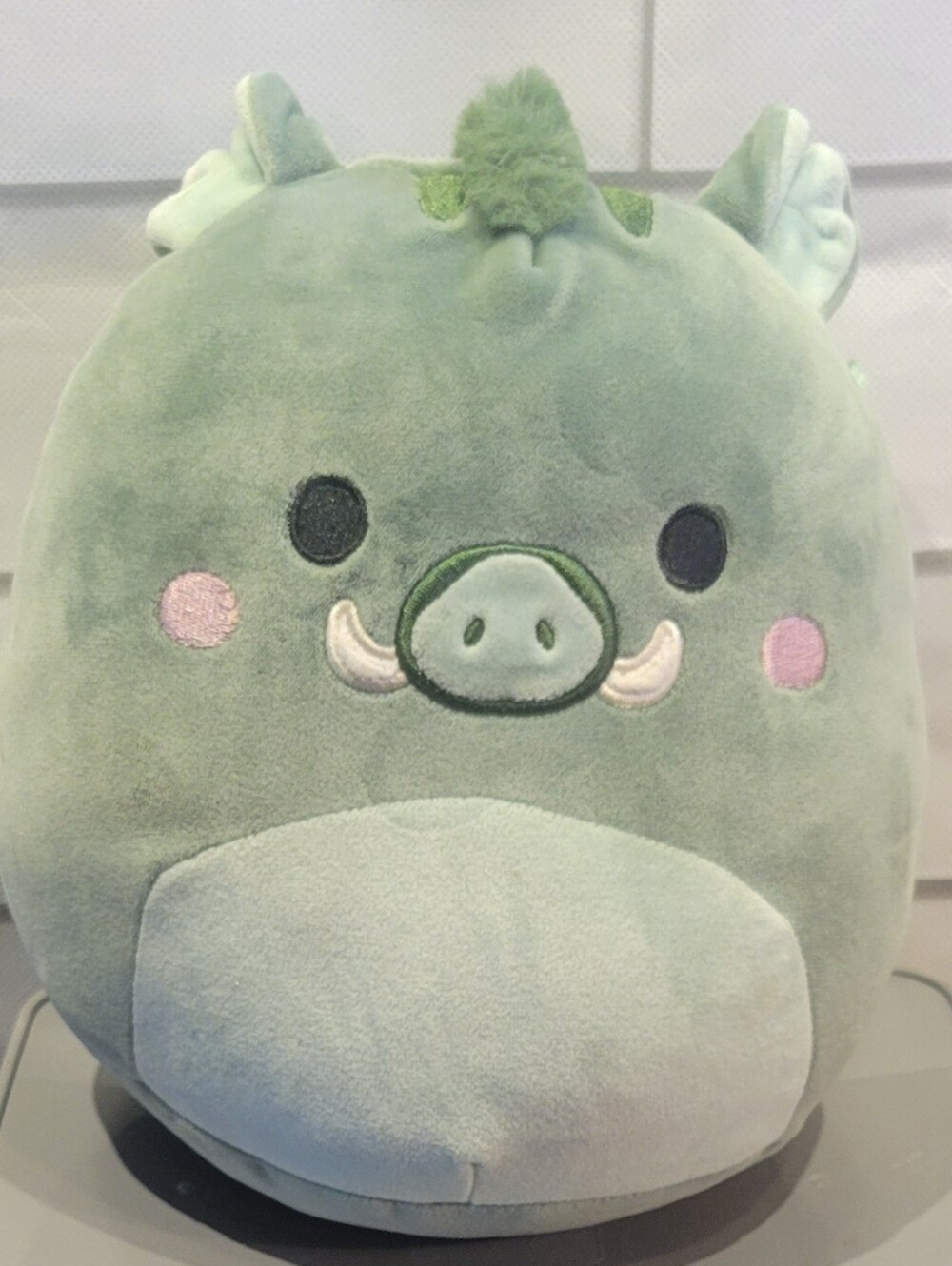 Squishmallows Brindal Green Boar Plush with Pink Cheeks
